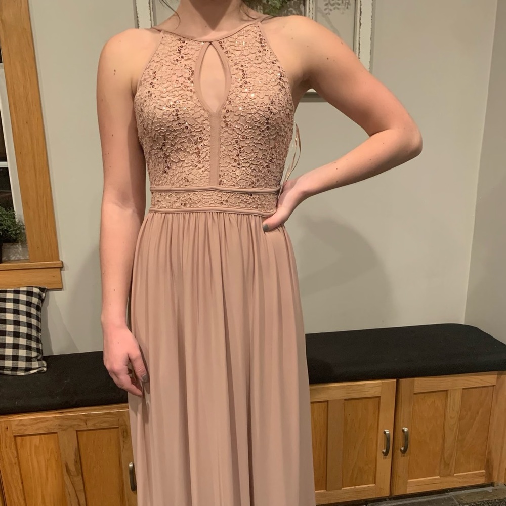 Blush colored prom dress